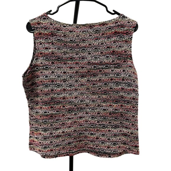 Dressbarn Multicolor Red Black Gray Tweed Sleeveless Top - Picture 2 of 7